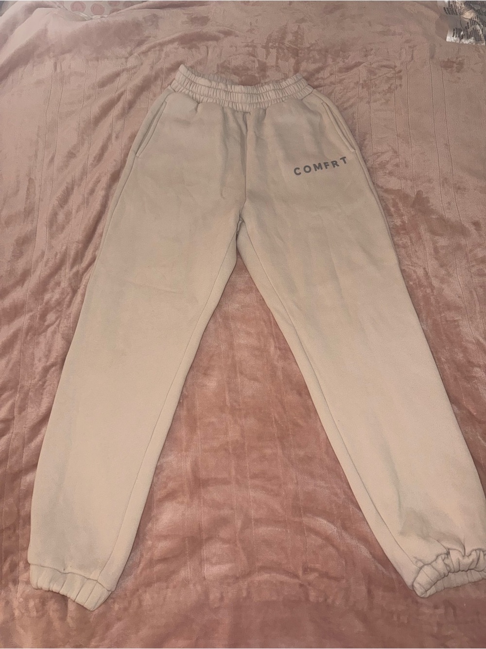 Comfrt Beige Fleece Jogger Sweatpants Size xs